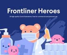 Frontliner Heroes - 一组清新精美的新冠抗疫主题的免费商用插画