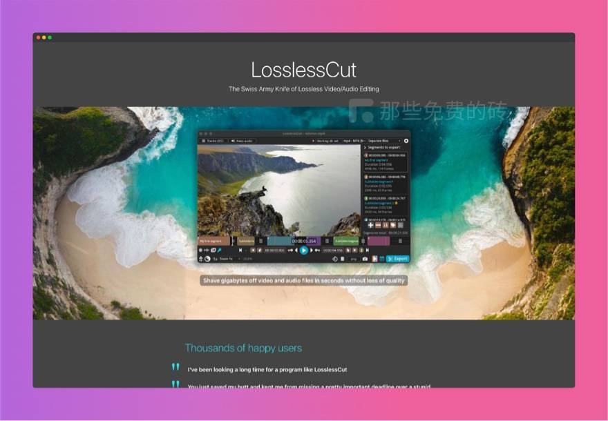 LosslessCut 官网截图