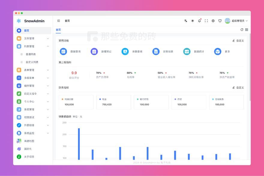 SnowAdmin 主页预览