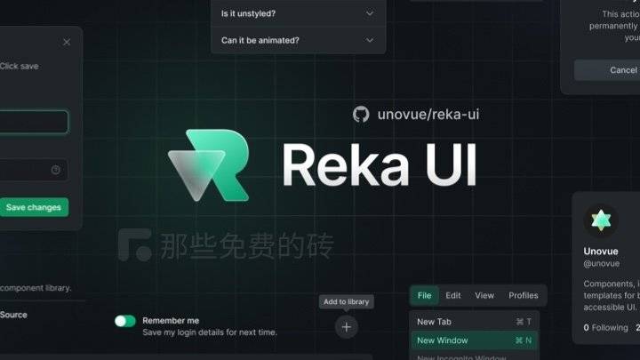 Reka UI - 一款免费开源的 Vue 无头 UI 组件库，样式定制开发项目的绝佳选择